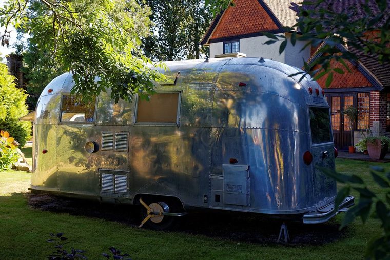 Airstream caravan at Easole Street, Nonington, Kent, England
