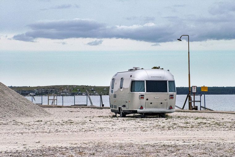 Airstream caravan by the pier on Furillen 3