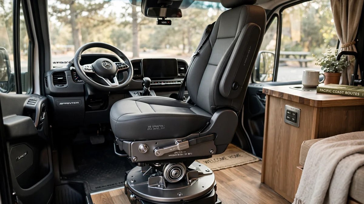 Cab seat swivels (driver + passenger)